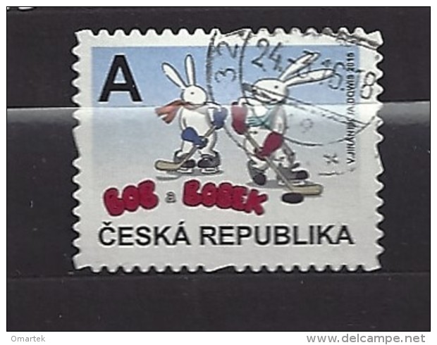 Czech Republic  Tschechische Republik  2015 ⊙ Mi 844 Bob And Bobek Playing Ice Hockey. C.2 - Oblitérés