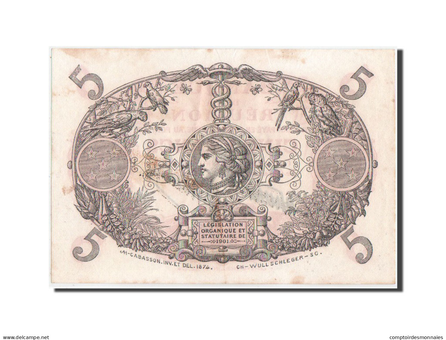 Billet, Réunion, 5 Francs, 1938, KM:14, TTB+ - Reunion