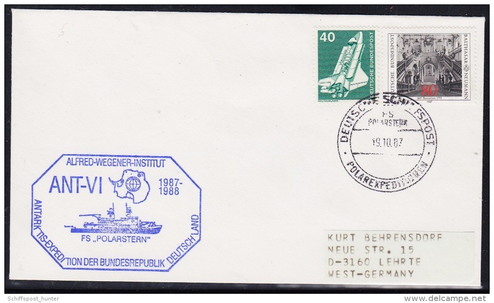 ANTARCTIC,GERMANY, FS"POLARSTERN" , 19.10.1987, Cachet ANT-VI, Look Scan !! 18.5-44 - Antarctische Expedities