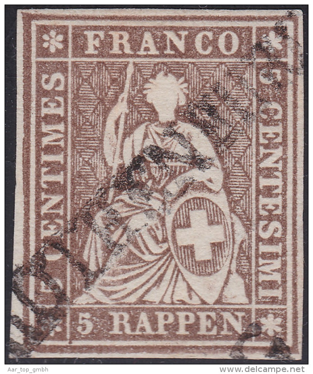 Heimat LU ROTHENBURG 186? Langstempel Auf Strubel Weissrandig Zu#22G 5Rp Braun - Oblitérés