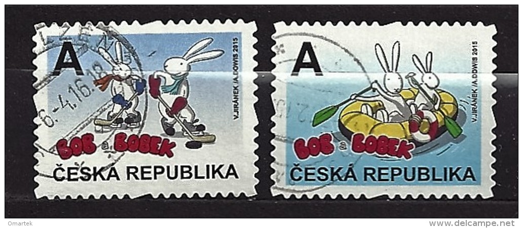 Czech Republic 2015 ⊙ Mi 844-845 Bob And Bobek Playing Ice Hockey, Floating In A Boat.Tschechische Republik C.1 - Gebraucht