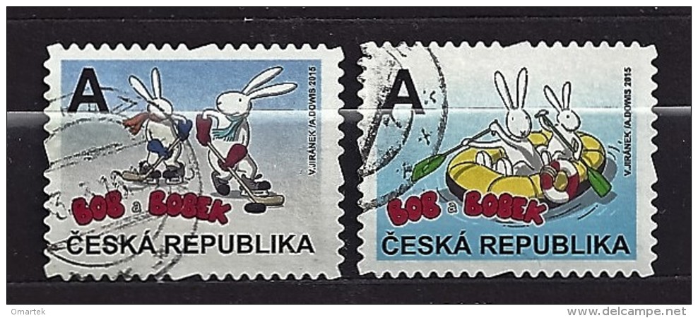 Czech Republic 2015 ⊙ Mi 844-845 Bob And Bobek Playing Ice Hockey, Floating In A Boat.Tschechische Republik C.2 - Oblitérés