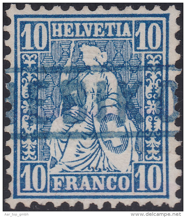 Heimat LU NEBIKON (blau) Langstempel Im Kasten Auf Zu#31 Blau Sitzende Helvetia (Stempel Selten In Blau) - Oblitérés