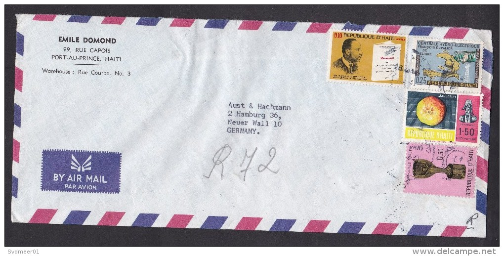 Haiti: Airmail Cover To Germany 1971, 4 Stamps, Soccer Cup, Martin Luther King, Fruit, Hydro Electricity (traces Of Use) - Haïti