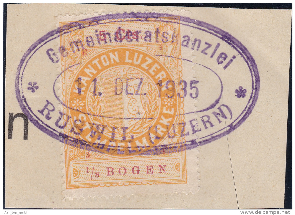 Heimat LU RUSWIL 1935-12-11 Auf Briefstück Fiscalmarke 5Cts Gemeindekanzlei - Fiscaux