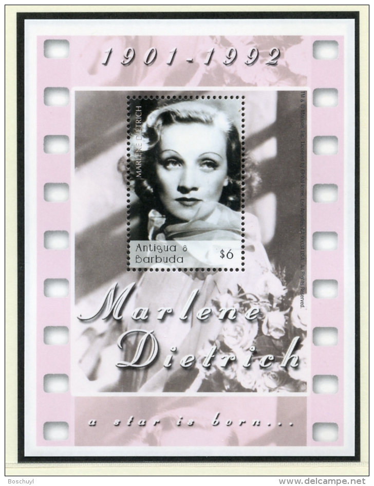 Antigua And Barbuda, 2002, Marlene Dietrich, Actress, Singer, Cinema, MNH Sheet, Michel Block 544 - Antigua Und Barbuda (1981-...)