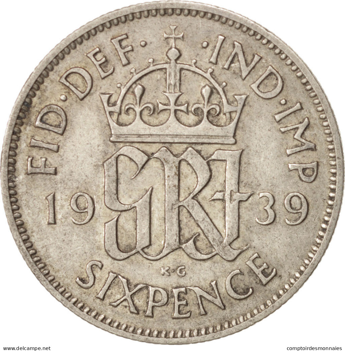 Monnaie, Grande-Bretagne, George VI, 6 Pence, 1939, TTB+, Argent, KM:852 - H. 6 Pence