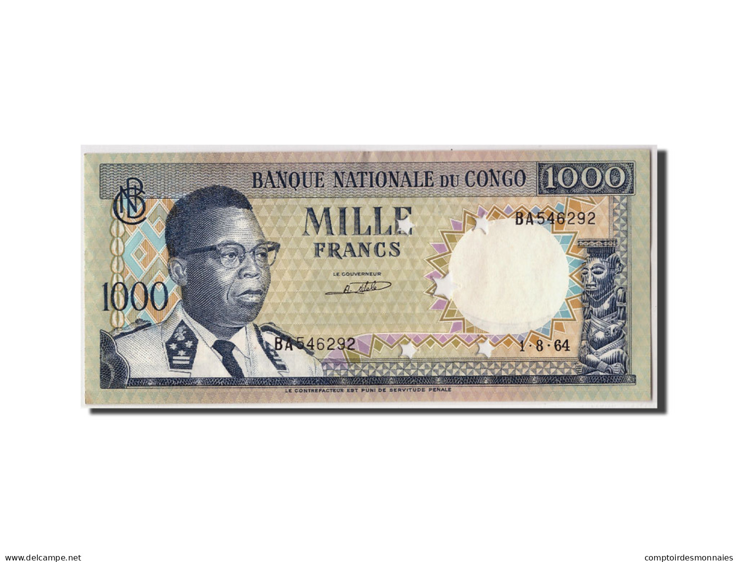 Billet, Congo Democratic Republic, 1000 Francs, 1964, 1964-08-01, KM:8a, NEUF - Democratic Republic Of The Congo & Zaire