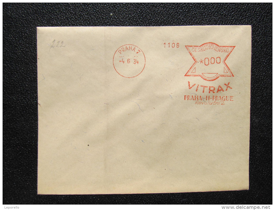 Brief Frankotype Postfreistempel Praha 7 Vitrax 1934 /// S8473 - Briefe U. Dokumente