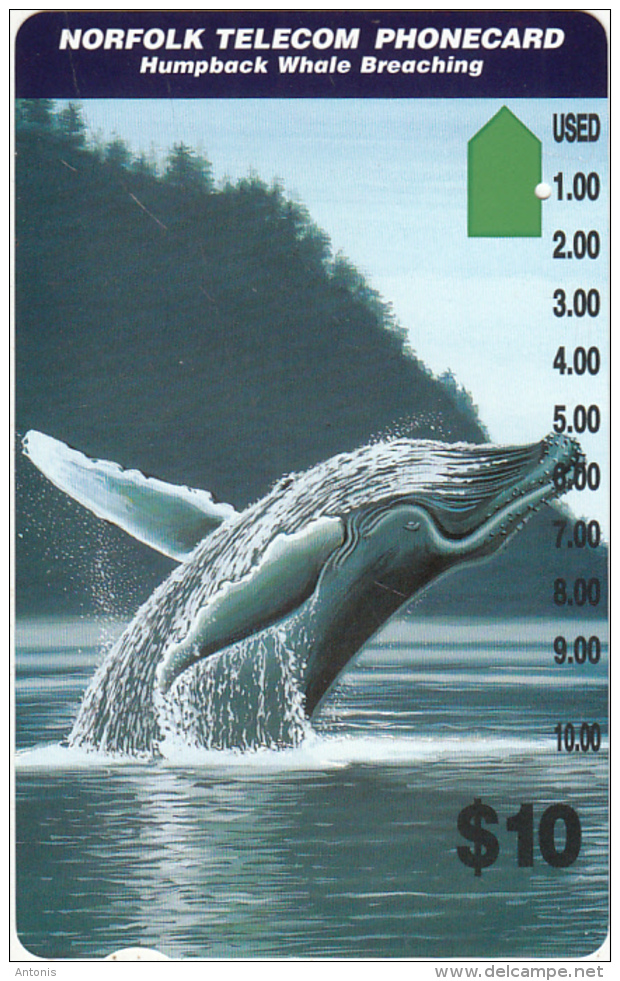 NORFOLK ISL. - Whale Breaching(series No: 3), Tirage %5000, Used - Norfolk Island
