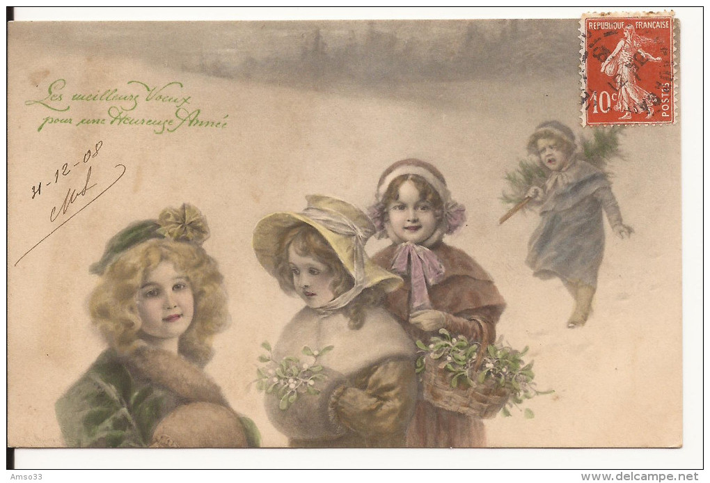 1515. CPA VIENNE ILLUSTRATEUR GROUPE D'ENFANTS. MEILLEURS VOEUX HEUREUSE ANNEE. - 1900-1949