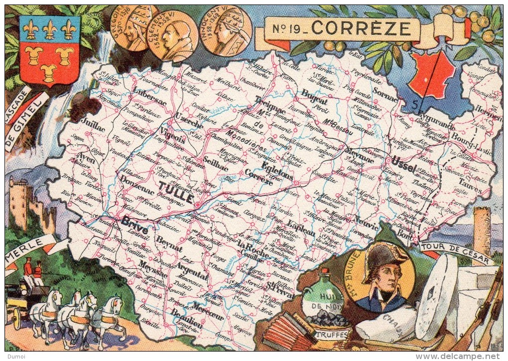 CORREZE N°19  -  Carte Département  -  Illustrateur PINCHON - Andere & Zonder Classificatie