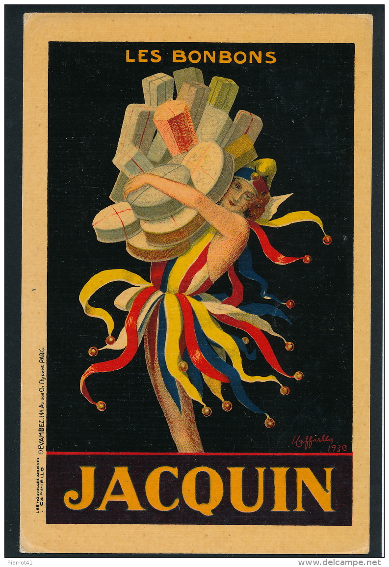 PUBLICITÉ - Jolie Carte Fantaisie Pub Pour BONBONS JACQUIN  - Signée CAPPIELLO 1930 - Publicité