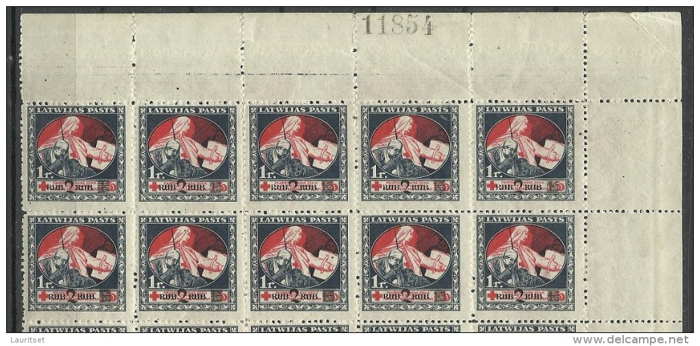 LATVIA Lettland 1921 Michel 66 Z In 20-Block MNH - Latvia