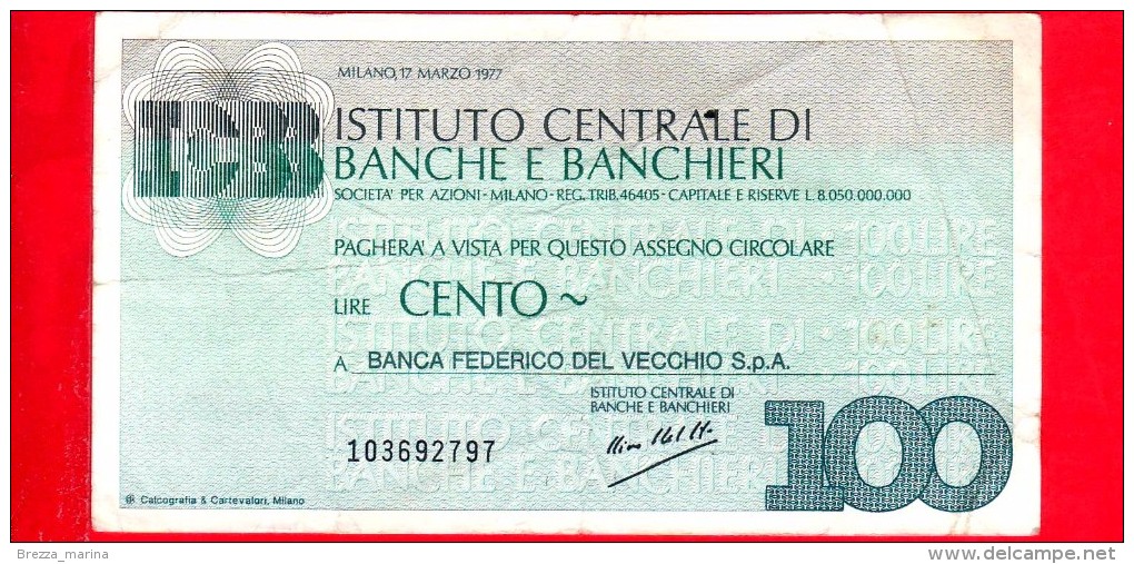 MINIASSEGNI -  ISTITUTO CENTRALE BANCHE E BANCHIERI - Usato - [10] Assegni E Miniassegni