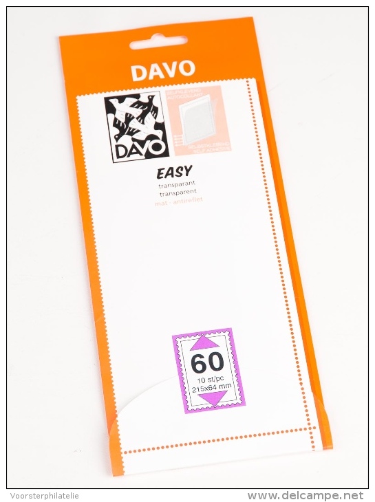 DAVO EASY TRANSPARENT STROKEN MOUNTS T60 (215 X 64) 10 STK/PCS - Enveloppes Transparentes