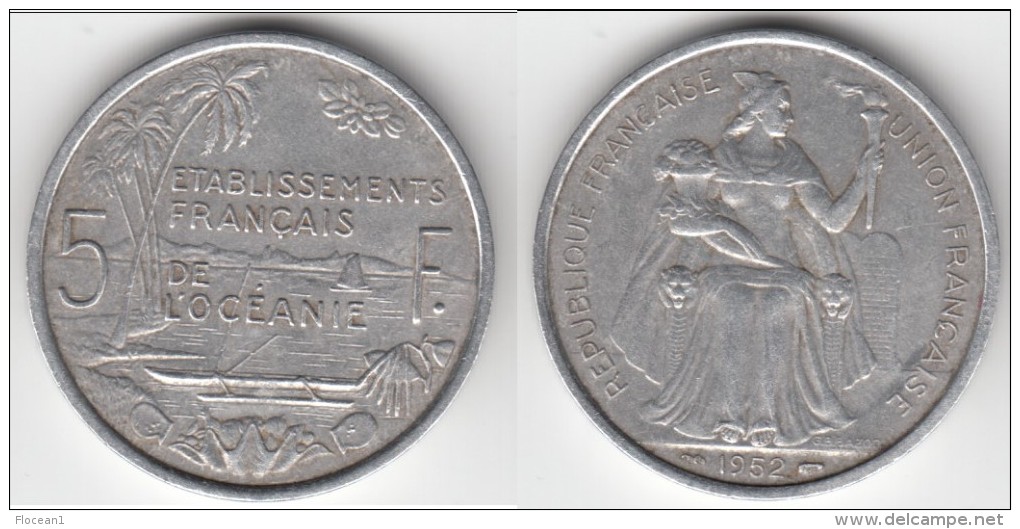 **** OCEANIE - POLYNESIE FRANCAISE - 5 FRANCS 1952 **** EN ACHAT IMMEDIAT !!! - French Polynesia