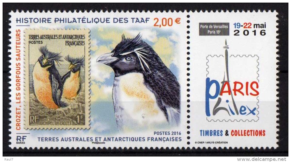 T.A.A.F. // F.S.A.T. 2016 - Crozet, Les Gorfous Sauteurs, Parisphilex - 1 Val Neufs // Mnh - Unused Stamps