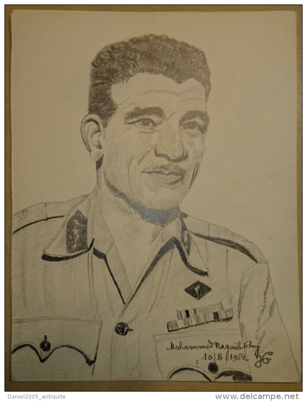 Dessin Au Crayon-Illustrateur -Mohammed Naguib Président De La République D'Égypte (6) - Dibujos