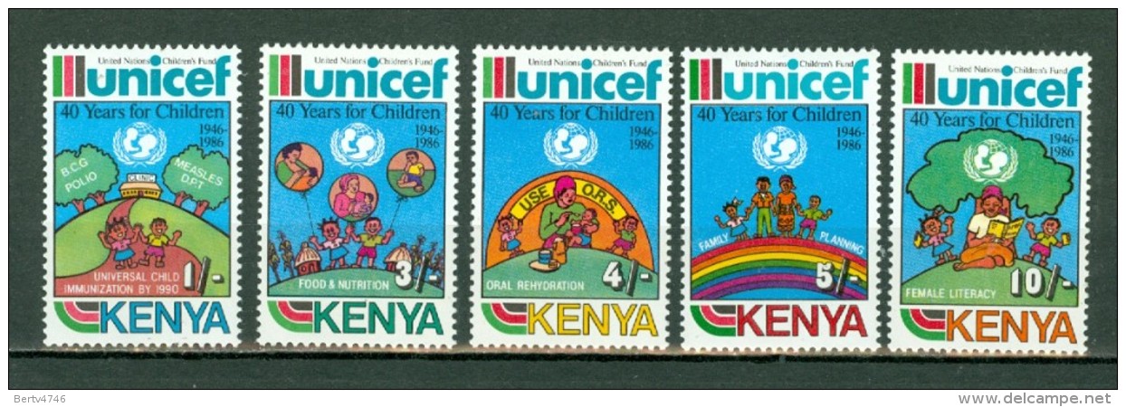 Kenya 1987   Yv 382/386**, Mi 383/387**, SG 403/407**, 40 Years For Children 1946 - 1986   MNH - Kenia (1963-...)