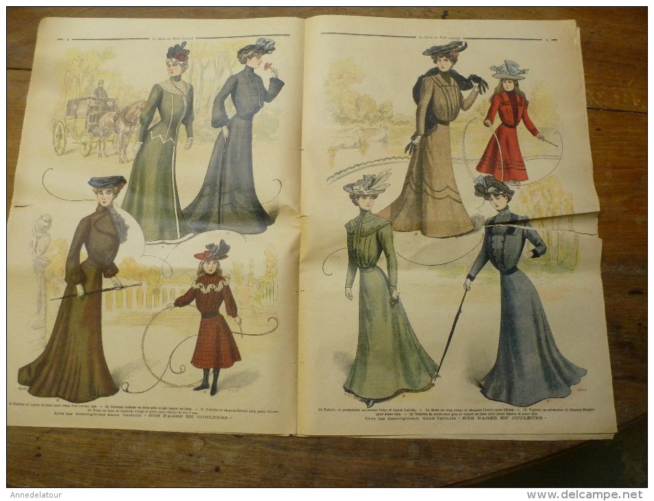 1901La MODE du Petit Journal    TOILETTES DE VILLE, (gravures couleurs dont V. Michel ) double-page et une