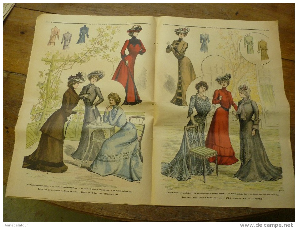 1901 La MODE du Petit Journal    TOILETTES DE VILLE, (gravures couleurs dont V. Michel ) double-page et une