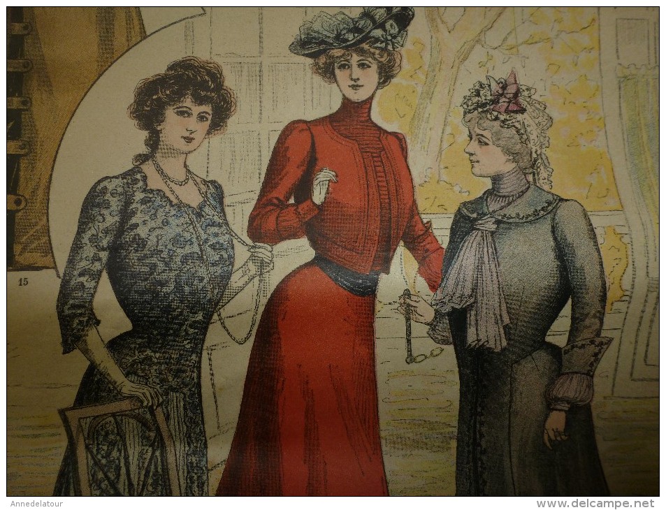 1901 La MODE du Petit Journal    TOILETTES DE VILLE, (gravures couleurs dont V. Michel ) double-page et une