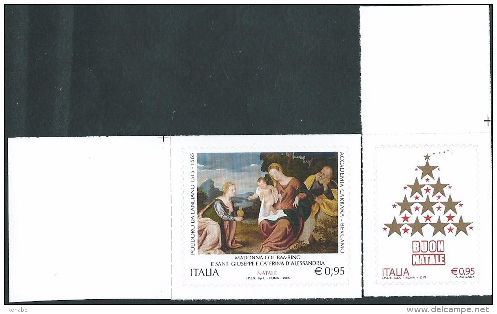 Italia 2015 ; Natale Religioso + Laico, Serie Completa. Angolo Superiore Destro. - 2011-20:  Nuovi