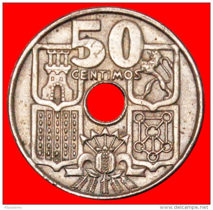 § FRANCO(1936-1975): SPAIN&#9733; 50 CENTIMOS 1952 (1949)! LOW START&#9733;NO RESERVE! ANCHOR - 50 Centimos