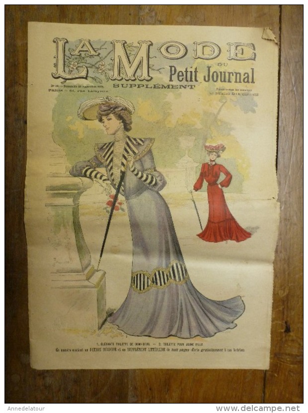 1901 La MODE Du Petit Journal ELEGANTE TOILETTE DE DEMI-DEUIL ,TOILETTE POUR JEUNE FILLE Grav Couleurs  D-page Et Une - 1900-1940