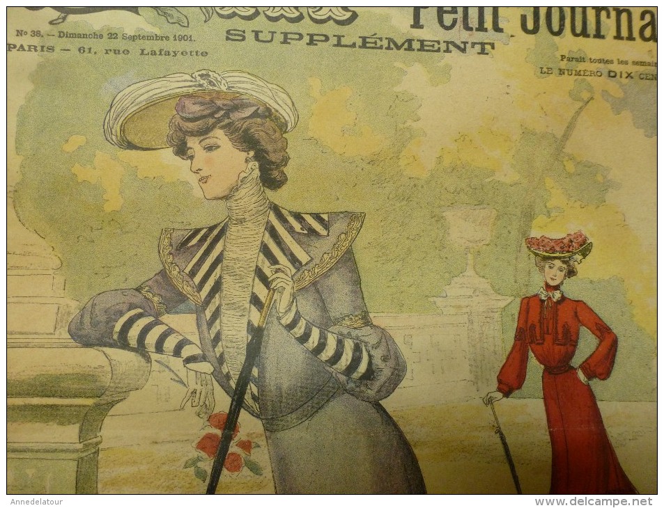 1901 La MODE Du Petit Journal ELEGANTE TOILETTE DE DEMI-DEUIL ,TOILETTE POUR JEUNE FILLE Grav Couleurs  D-page Et Une - 1900-1940