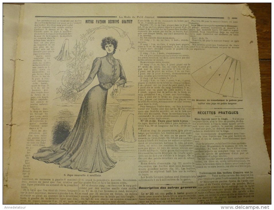 1901 La MODE Du Petit Journal ELEGANTE TOILETTE DE DEMI-DEUIL ,TOILETTE POUR JEUNE FILLE Grav Couleurs  D-page Et Une - 1900-1940