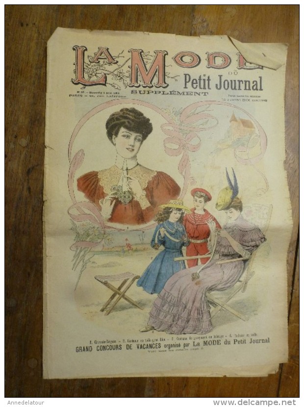 1901 La MODE Du Petit Journal ELEGANTES TENUES Pour JEUNE FILLE Et GARCON Grav Couleurs  1ere Page - 1900-1940