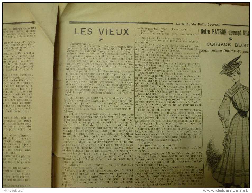 1901 La MODE du Petit Journal ELEGANTES TENUES pour JEUNE FILLE et GARCON grav couleurs  1ere page