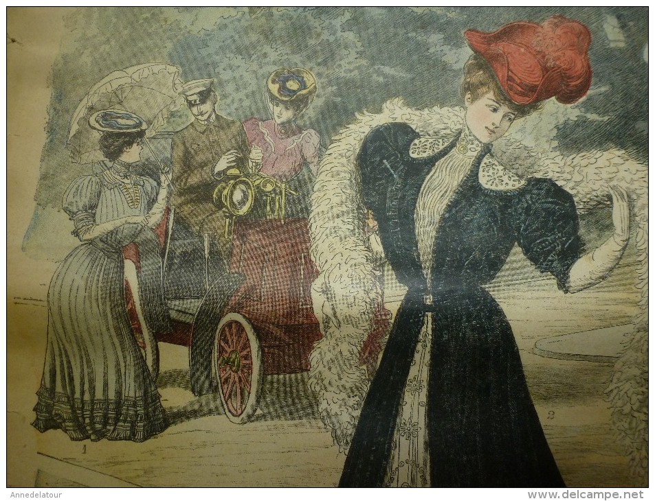 1905 La MODE Du Petit Journal TOILETTES POUR JEUNES FEMMES, EN AUTOMOBILE ,grav Couleurs  1ere Page - 1900-1940