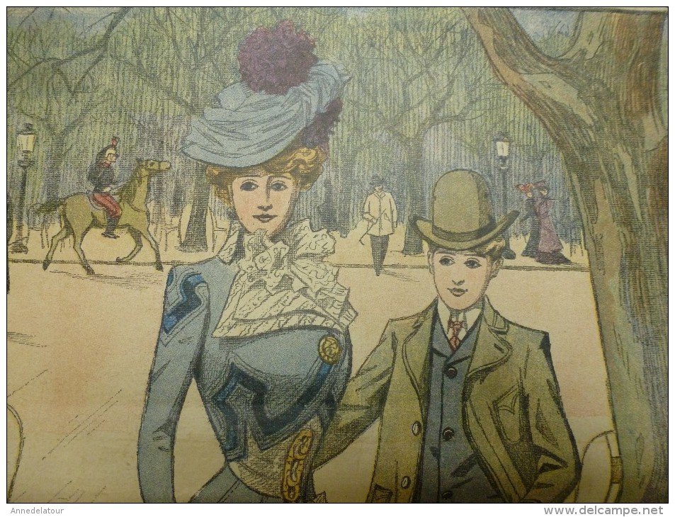 1900 La MODE Du Petit Journal TOILETTE Et COSTUME DE PRINTEMPS Sur LES CHAMPS ELYSEES ,grav Couleurs  1ere Page - 1900-1940