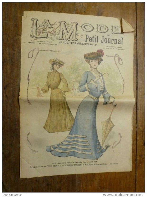 1902 La MODE Du Petit Journal TOILETTES De PROMENADE Pour JEUNE FILLE Et JEUNE FEMME,grav Couleurs  1ere Page & Double P - 1900-1940