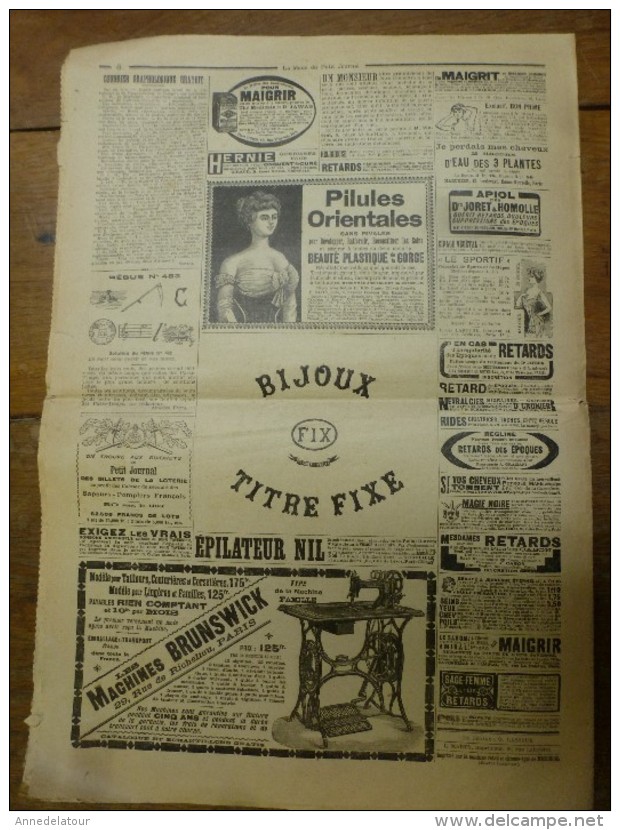 1906 La MODE du Petit Journal TOILETTES de PROMENADE pour JEUNE FILLE et JEUNE FEMME,grav couleurs  1ere page