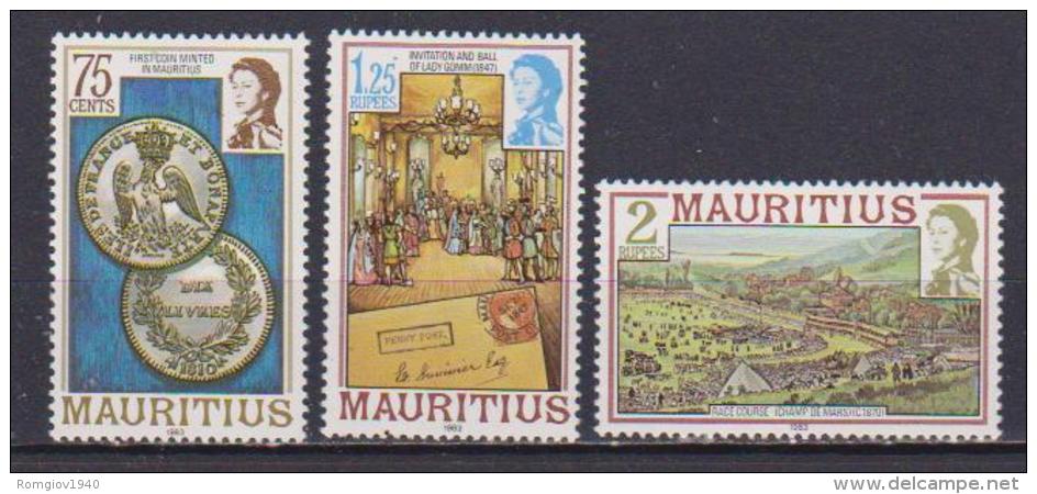 COLONIE INGLESI MAURITIUS 1983  ORDINARIA STORIA DELLE MAURITIUS YVERT. 569A-572 MNH NON COMPLETA - Mauritius (...-1967)