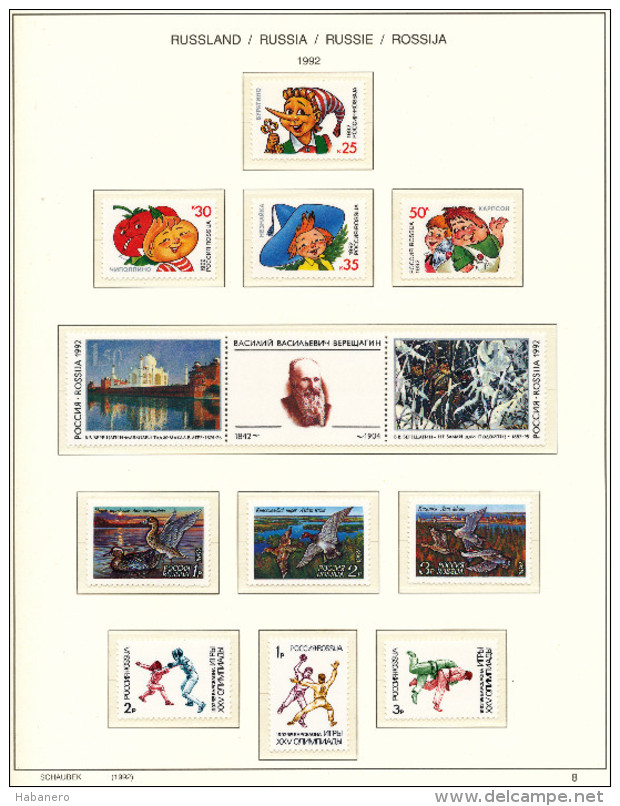 RUSSIA 1992-1996 COMPLETE MINT HIGH VALUE COLLECTION ON SCHAUBEK BRILLIANT PAGES **