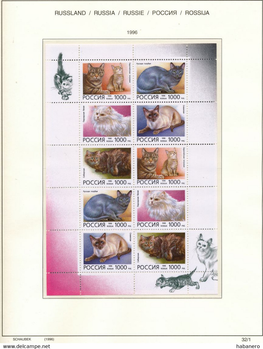 RUSSIA 1992-1996 COMPLETE MINT HIGH VALUE COLLECTION ON SCHAUBEK BRILLIANT PAGES **