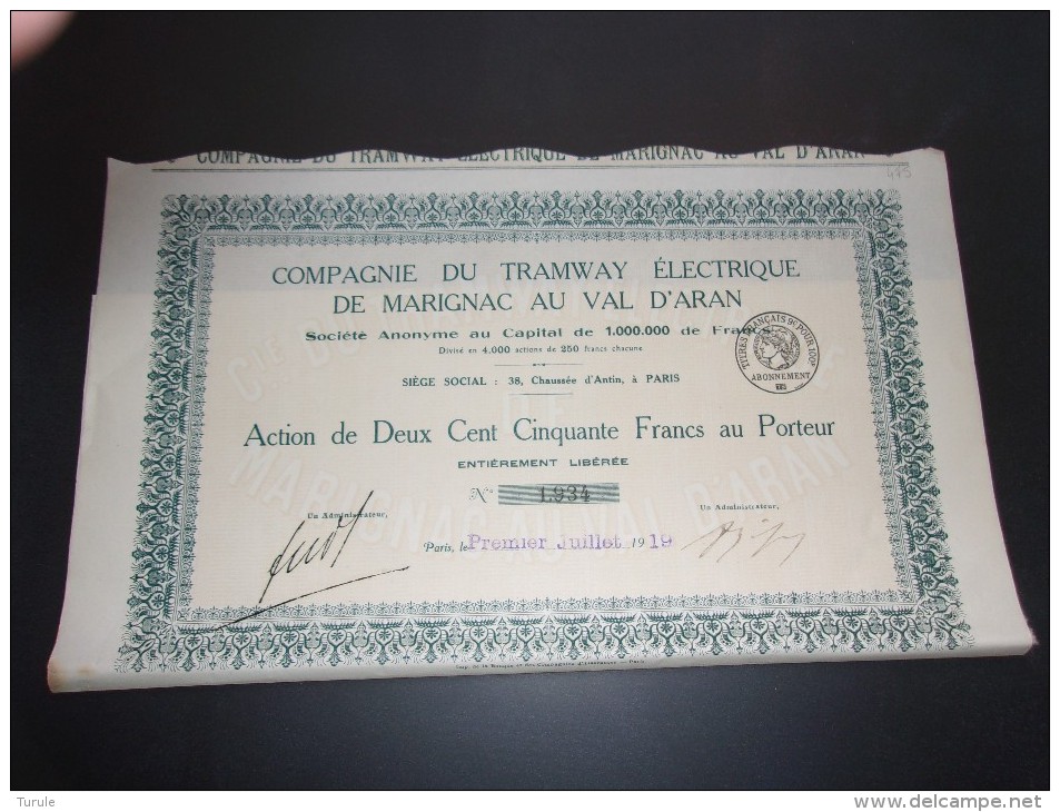 TRAMWAY ELECTRIQUE DE MARIGNAC AU VAL D'ARAN (1919) - Autres & Non Classés