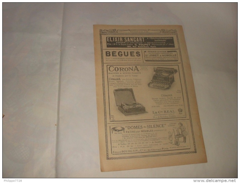 Publicité Machine à écrire CORONA 1910 - Publicités