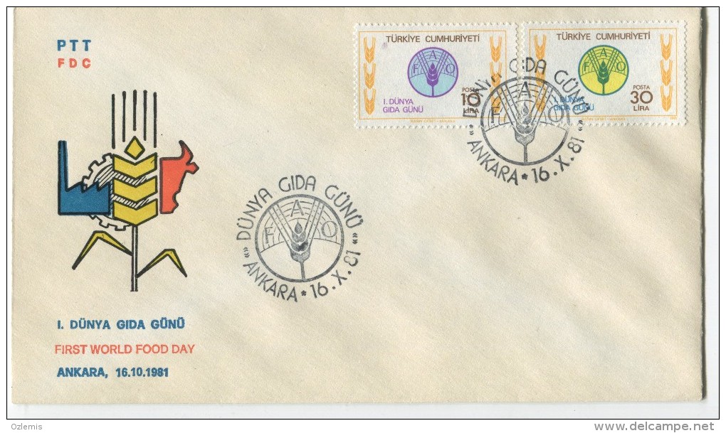TURQUIE,TURKEI TURKEY FIRST WORLD FOOD DAY 1981  FDC - Covers & Documents