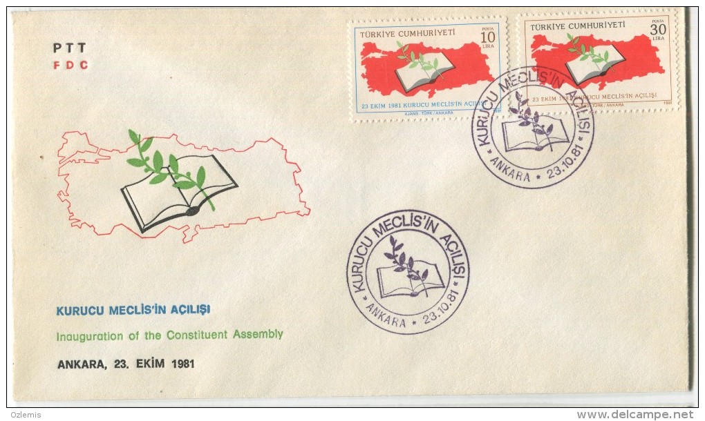TURQUIE,TURKEI TURKEY INAUGRATION OF THE CONSTITYENT ASSEMBLY 1981  FDC - Lettres & Documents