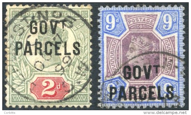 GOVT PARCELS 1887 9d SG.O67 &amp; 2d SG.O70, Both VFU Examples. (2) Cat. &pound;170 - Otros & Sin Clasificación