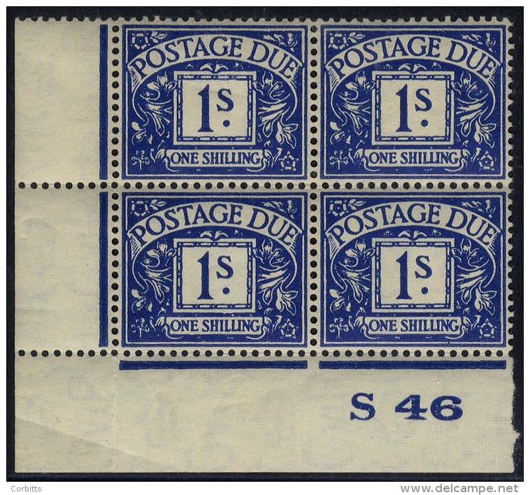 1937-38 1s Deep Blue Corner Marginal Control 'S46' UM Block Of Four, SG.D33. (4) Cat. &pound;380+ - Autres & Non Classés