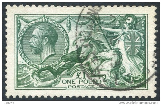 1913 Waterlow &pound;1 Green, VFU With Oval D/stamp, SG.403. (1) - Sonstige & Ohne Zuordnung