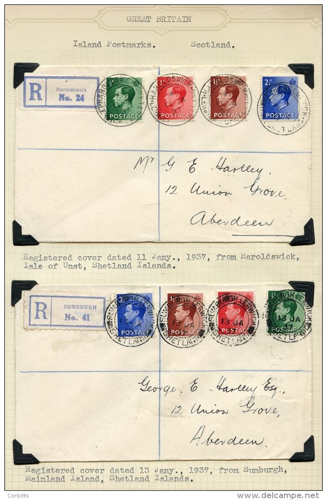 THE ISLAND POSTMARKS OF SCOTLAND Collection In Album With Stamps On Piece Or Covers, QV To Early QEII Comprising Numeral - Autres & Non Classés