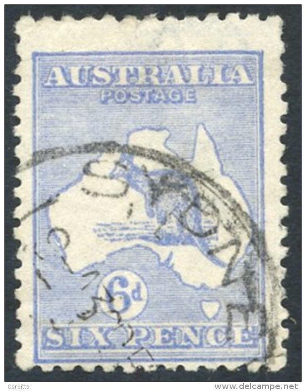 1915-27 6d Ultramarine, Variety 'leg Of Kangaroo Broken' Lightly Cancelled, Centered Low, Variety Very Clear, SG.38da. ( - Autres & Non Classés